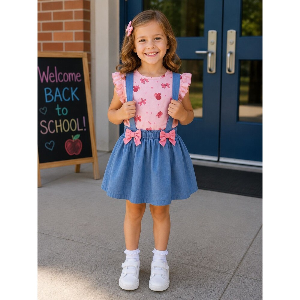 Toddler Girls’ 2‑Piece Minnie Mouse T‑Shirt & Skirt Set – Blue 5T